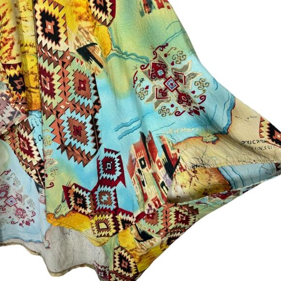 Mamie Ruth Boho Western Kimono One Size Aztec Tribal Map Print Hippie Casual - Picture 4 of 5